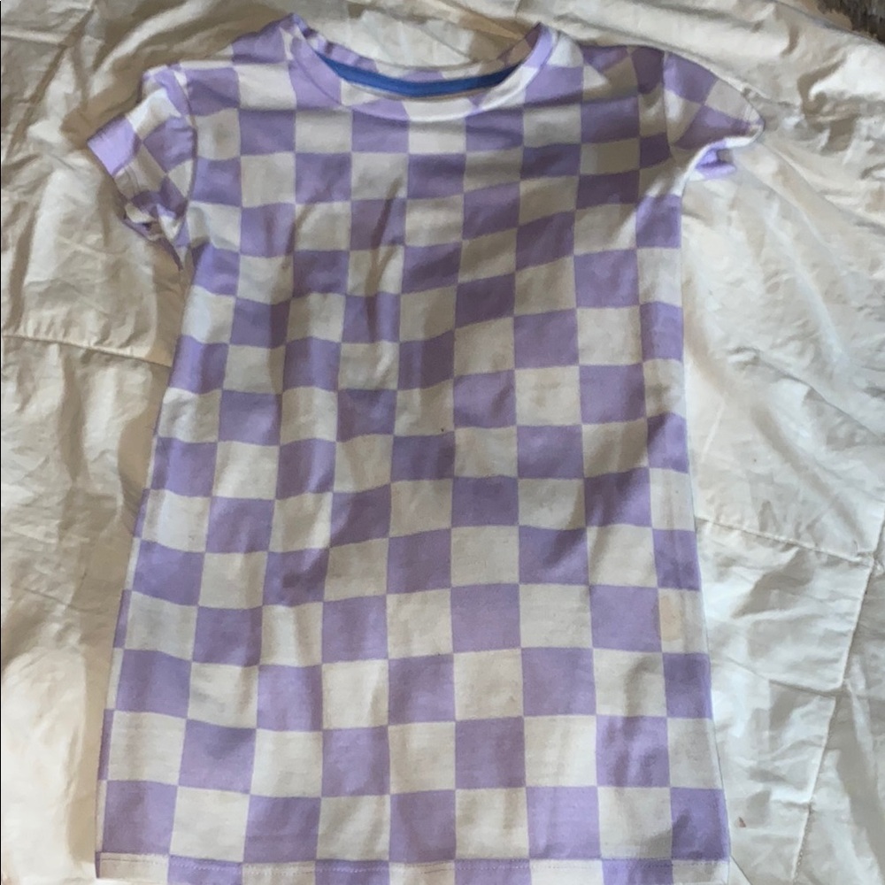 Wonder Nation Lavender and White Checkered Tee